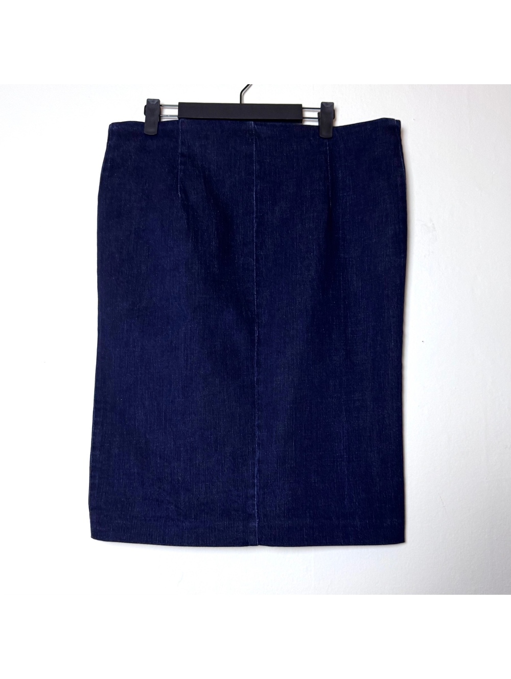 Ralph Lauren denim pencil skirt classic preppy stretch genuine leather size 12 - Picture 2 of 3